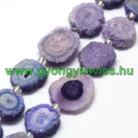Lila Druzy Kvarc Ásványgyöngy 10-23mm