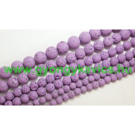 Lila Festett Lávakő Ásványgyöngy 12mm