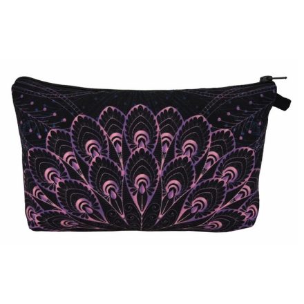Lila Páva Mandala Jóga Kistáska Neszeszer Tároló Kozmetikai Táska 22x14cm