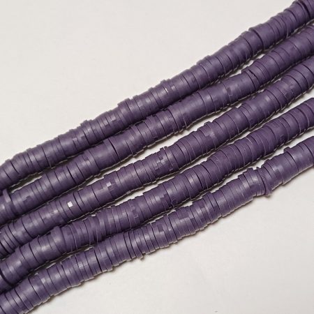 Lila Polymer Korong Heishi Gyöngy Gyöngyfüzér 8x0,5-1mm ~45cm