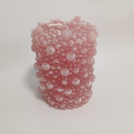 Málna Színű Buborékos Henger Gyertya 6x7,5cm