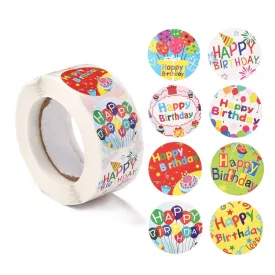   Happy Birthday Boldog Születésnapot (125) Matrica Kerek 25mm (25db)