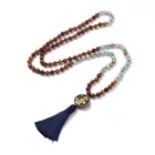 Matt Amazonit Fagyöngy (9) Ásvány Nyaklánc Mala 8mm 108 db Gyöngy 104cm Kuanjin Kuan Jin Kuanyin Kuan Yin Guanjin Guan Jin Guanyin Guan Yin Medál