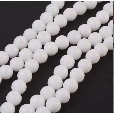 Matt Fehér Jade Ásványgyöngy Gyöngyfüzér 10mm