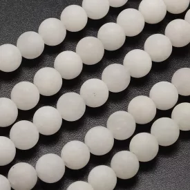 Matt Natúr Fehér Jade Ásványgyöngy 6mm