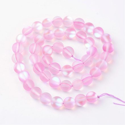 Matt Pink Rózsaszín Szintetikus Holdkő Gyöngyfüzér 8mm
