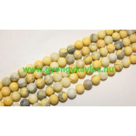 Matt Sárga Howlit Ásványgyöngy 8mm