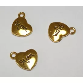  Arany Színű Mom Anya Szív Medál Karkötő Nyaklánc 14x15mm