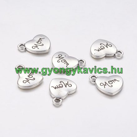 Ezüst Színű Mom Anya Szív Medál Karkötő Nyaklánc 14-15mm