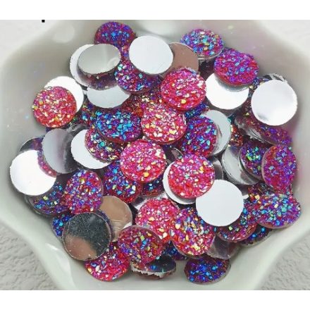 Műgyanta Bordó Szivárványos (102) Druzy Kaboson 10mm