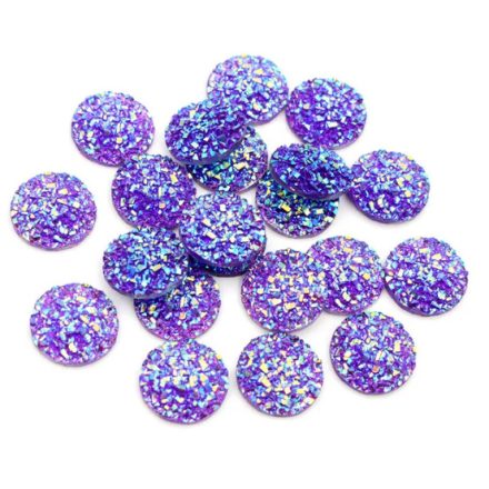 Műgyanta Szivárványos Lila (13) Druzy Kaboson 8mm