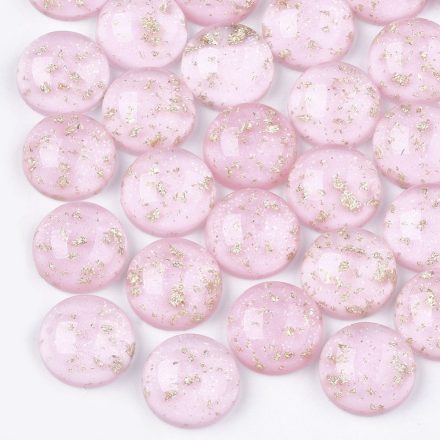 Rózsaszín Színű Műgyanta (83) Kaboson Arany Fóliával 12mm