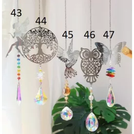   Ezüst Színű Életfa (44) Napfogó Feng Shui Prizma 38-43cm