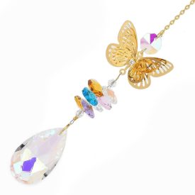   Arany Színű (17) Pillangó Lepke Napfogó Feng Shui Prizma 30cm