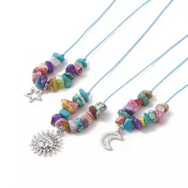   3db Nap Hold Csillag Szintetikus Türkiz Nyaklánc Állítható Hossz: ~61cm