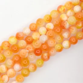 Narancssárga Fehér Jade Ásványgyöngy 6mm