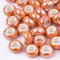   Narancssárga Gyöngyház Porcelán Charm Köztes Gyöngy 12-13x6,5mm 
