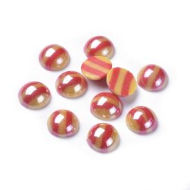 Narancssárga Piros Csíkos Üveg Kaboson 8mm