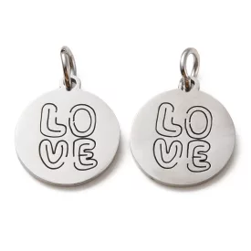 Ezüst Színű Nemesacél Love Szerelem Medál 13,5x12mm