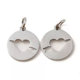   Ezüst Színű Nemesacél Szív Love Szerelem Medál 13,5x12mm