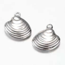  Ezüst Színű Nemesacél Kagyló Medál Kakötő Nyaklánc 14x13mm