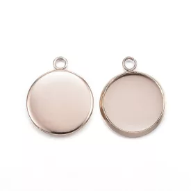   Rózsaarany Színű Nemesacél 12mm-es Kaboson Tartó Medál 16,5x13,5mm