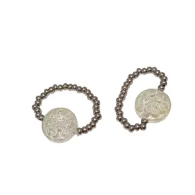   Ezüst Színű (5) Nemesacél Gyűrű Üveg Dísszel Újjméret: kb 19-20mm