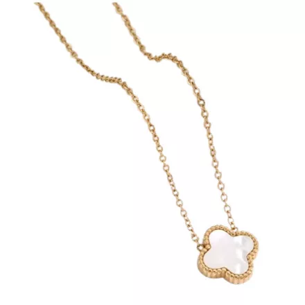 Arany-Fehér Színű Gyöngyház Lóhere Nyaklánc