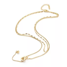 Arany Színű Nemesacél Cirkónia Strasszos Dupla Nyaklánc