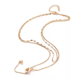   Rózsaarany Rose Gold Színű Nemesacél Cirkónia Strasszos Dupla Nyaklánc