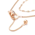 Rózsaarany Rose Gold Színű Nemesacél Cirkónia Strasszos Dupla Nyaklánc