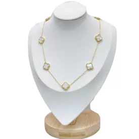 Arany-Fehér Színű Gyöngyház Lóhere Nyaklánc