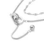 Ezüst Színű Nemesacél Cirkónia Strasszos Dupla Nyaklánc