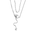 Ezüst Színű Nemesacél Cirkónia Strasszos Dupla Nyaklánc