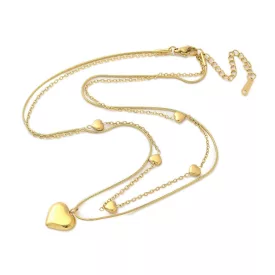 18K Aranyozott Nemesacél Szív Dupla Nyaklánc