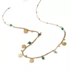 14K Aranyozott Nemesacél Afrikai Türkiz Ásvány Nyaklánc