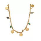 14K Aranyozott Nemesacél Afrikai Türkiz Ásvány Nyaklánc