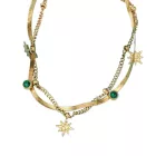 14K Aranyozott Nemesacél Csillag Cirkónia Strasszos Dupla Nyaklánc