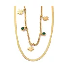 14K Aranyozott Nemesacél Csillag Cirkónia Strasszos Dupla Nyaklánc