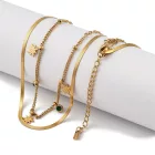 14K Aranyozott Nemesacél Csillag Cirkónia Strasszos Dupla Nyaklánc