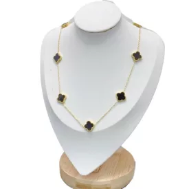 Arany-Fekete Színű Gyöngyház Lóhere Nyaklánc