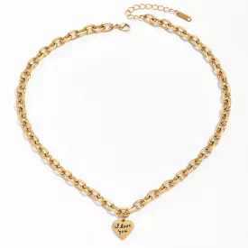   18K Aranyozott Nemesacél I Love You Szeretlek Szív Nyaklánc