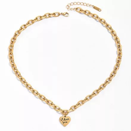 18K Aranyozott Nemesacél I Love You Szeretlek Szív Nyaklánc