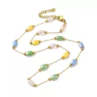 Arany Színű Nemesacél Színes Fazettált Üveggyöngy Nyaklánc