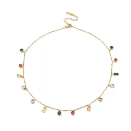 18K Aranyozott Nemesacél Cirkónia Strasszos Nyaklánc