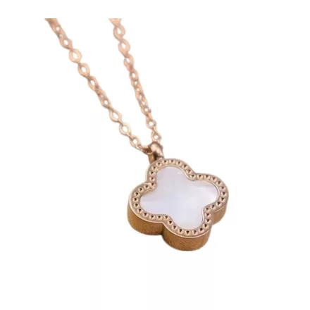 Arany-Fehér Színű Gyöngyház Lóhere Nyaklánc