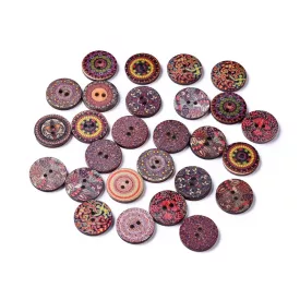 Nyomtatott Mintás Fa Gomb (1) 19,5x2,5mm