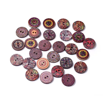 Nyomtatott Mintás Fa Gomb (2) 25x2,5mm
