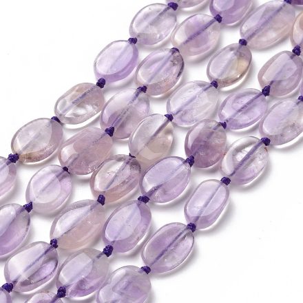Ovális Ametiszt Ásványgyöngy Gyöngyfüzér 12-14x8-9x3-4mm