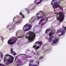 Ovális Lila Fluorit Ásványgyöngy 12x9x5-6mm
